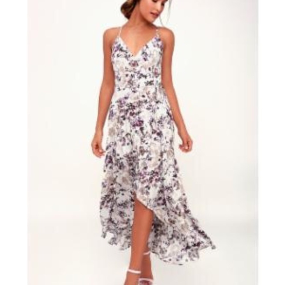 Lulu’s Lovestitch wrap dress with floral pattern